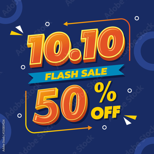 10.10 sale poster or shopping day flyer design. 10.10 Flash sale online banner.