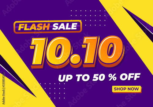 10.10 sale poster or shopping day flyer design. 10.10 Flash sale online banner.