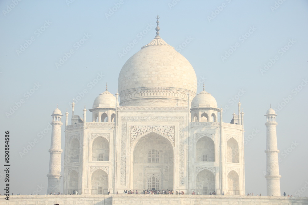 The Taj Mahal is an Islamic ivory-white marble mausoleum on the right bank of the river Yamuna in the Indian city of Agra.