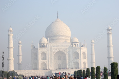 The Taj Mahal is an Islamic ivory-white marble mausoleum on the right bank of the river Yamuna in the Indian city of Agra.