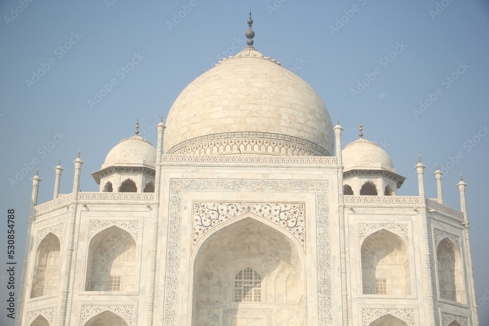 The Taj Mahal is an Islamic ivory-white marble mausoleum on the right bank of the river Yamuna in the Indian city of Agra.