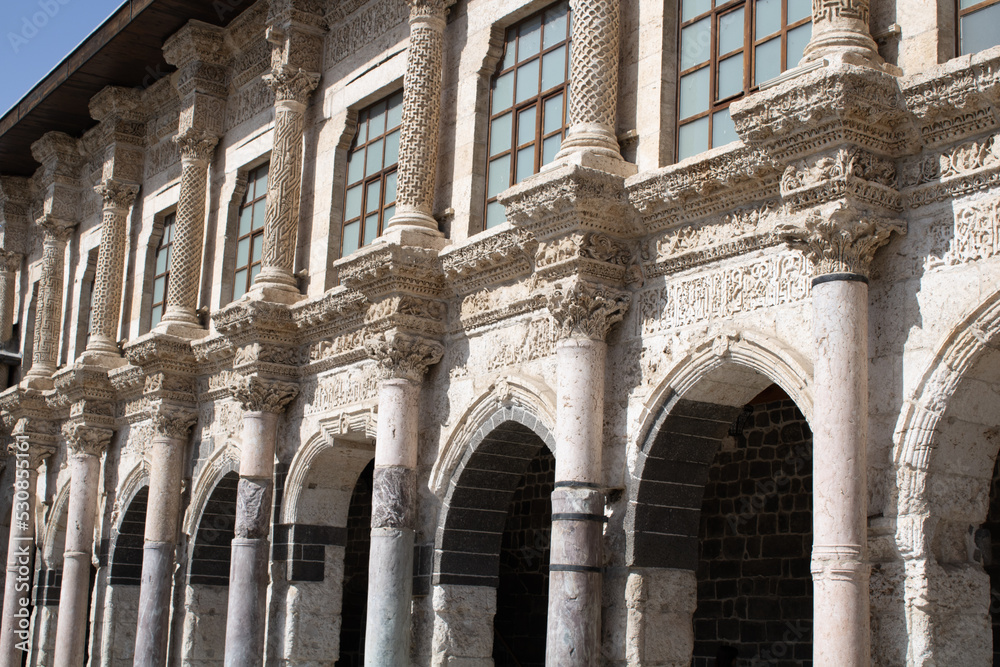Antique columns , antique columns of Diyarbakir Great Mosque. Selective Focus.
