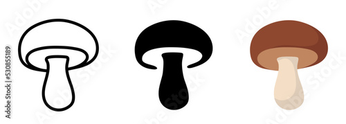 Mushroom icon set. Cartoon mushroom isolated on white background.