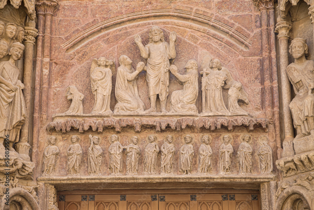 Tympanum of the Porch of San Bartolome Church in Logroño
