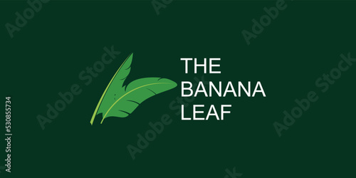 Green banana leaf logo ideas. inspiration logo design. template vector illustration.premium vector