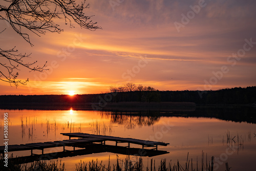 The Zemborzycki reservoir in Lublin at sunrise  golden hour photography