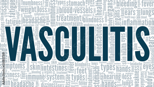 Vasculitis word cloud conceptual design isolated on white background.