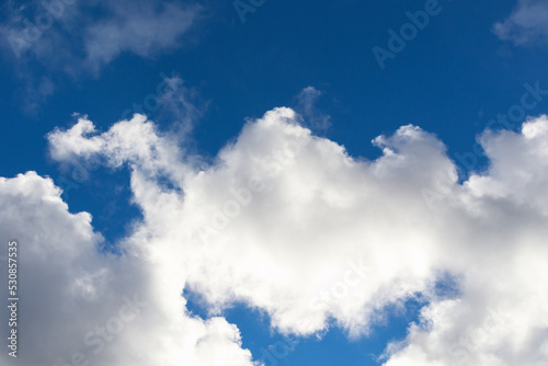 Sky background with a big white cloud. Cloudy sky background