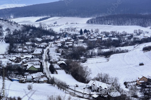 Winter mountain landscape between the Carpathian hills