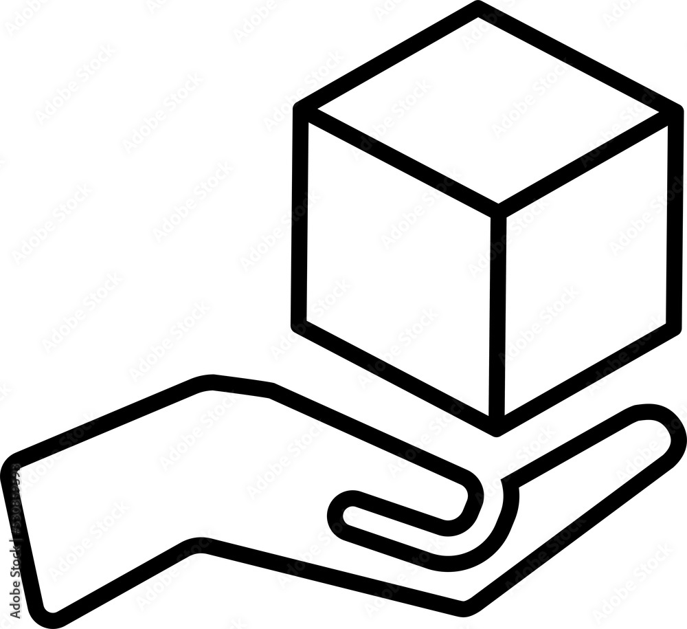 Isolated icon of a hand holding a cube. Concept of big data, logistics and structured thinking Isolated icon of a hand holding a cube. Concept of big data, logistics and structured thinking