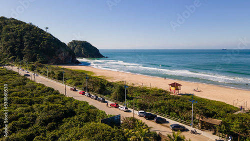 Aerial footage of Praia Brava city in Itajai in Santa Catarina