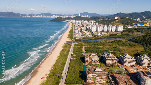 Canvastavla Aerial footage of Praia Brava city in Itajai in Santa Catarina