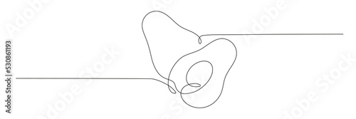 Avocado continuous one line drawing. Hand drawn linear avocado. Vector illustration isolated on white.