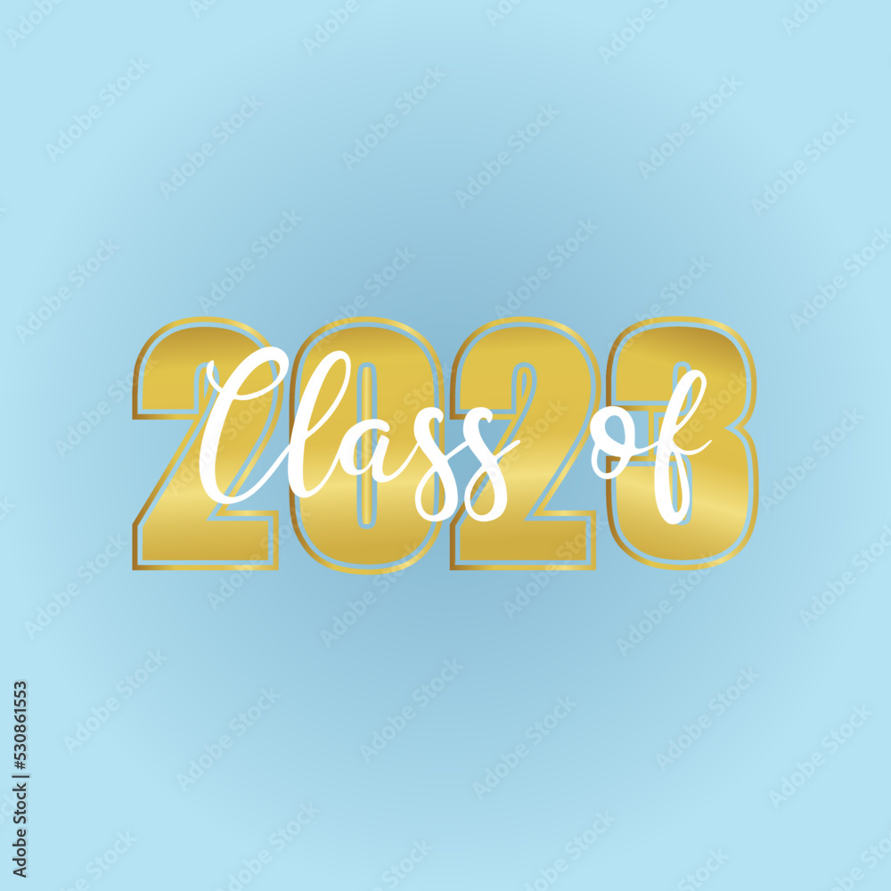 Vecteur Stock Class of 2023 wallpaper. Golden number and white text