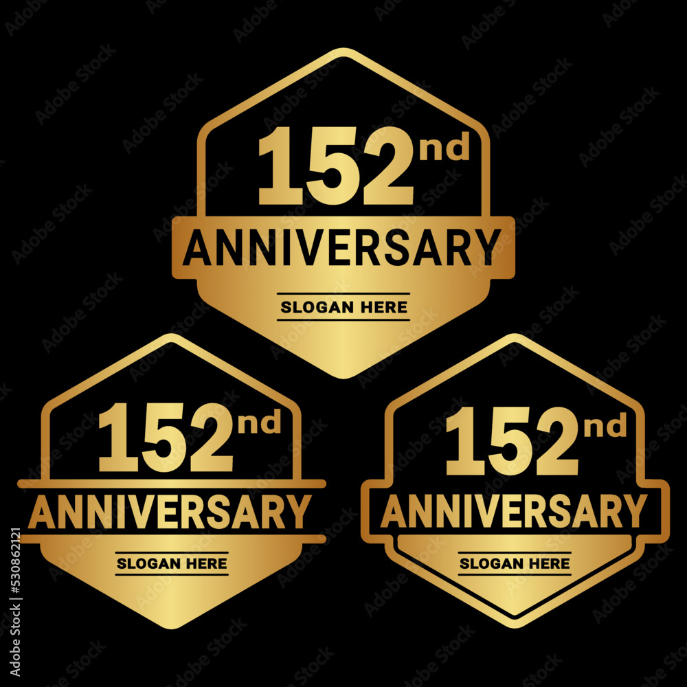 Obraz premium 152 years anniversary celebration logotype. 152nd anniversary logo collection. Set of anniversary design template. Vector and illustration.