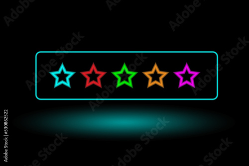Neon glowing elements on a dark background.