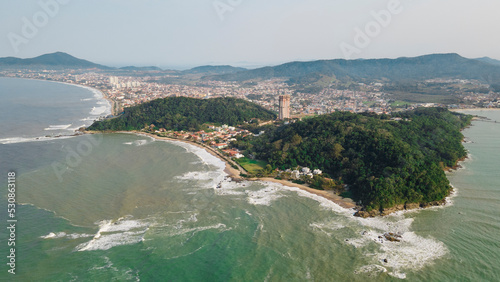 Aerial footage of Penha beach in Santa Catarina