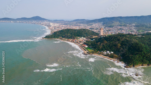 Aerial footage of Penha beach in Santa Catarina