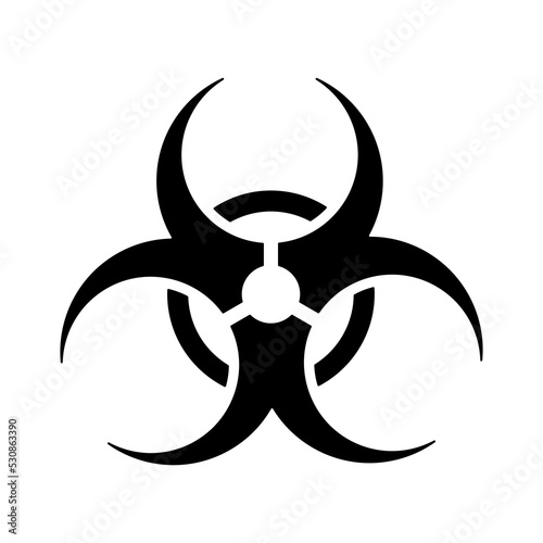 Biohazard black icon. Black symbol isolated on white background. Best for polygraphy, stickers and web design.