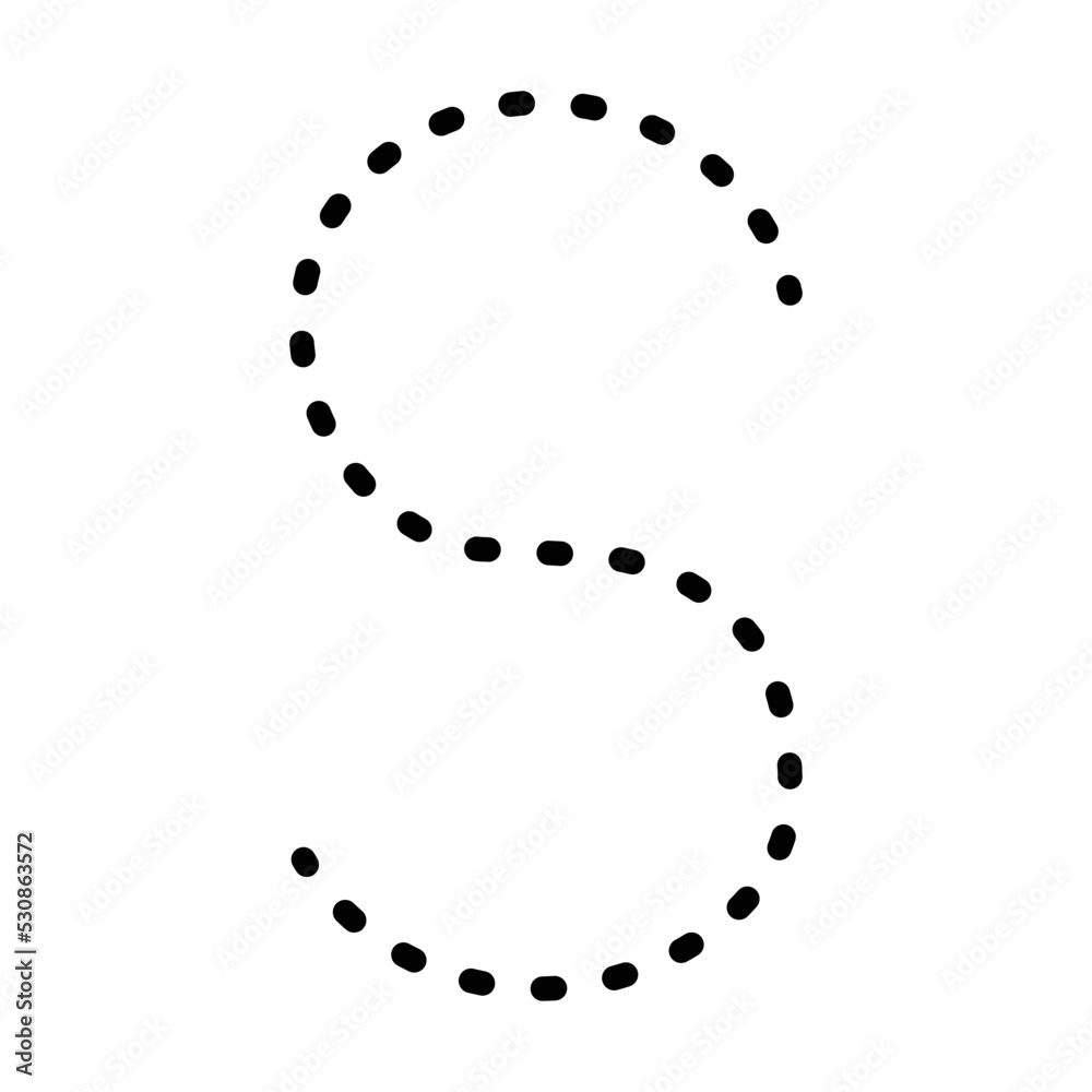 Tracing Alphabet Letter S Prewriting Dotted Line Element For
