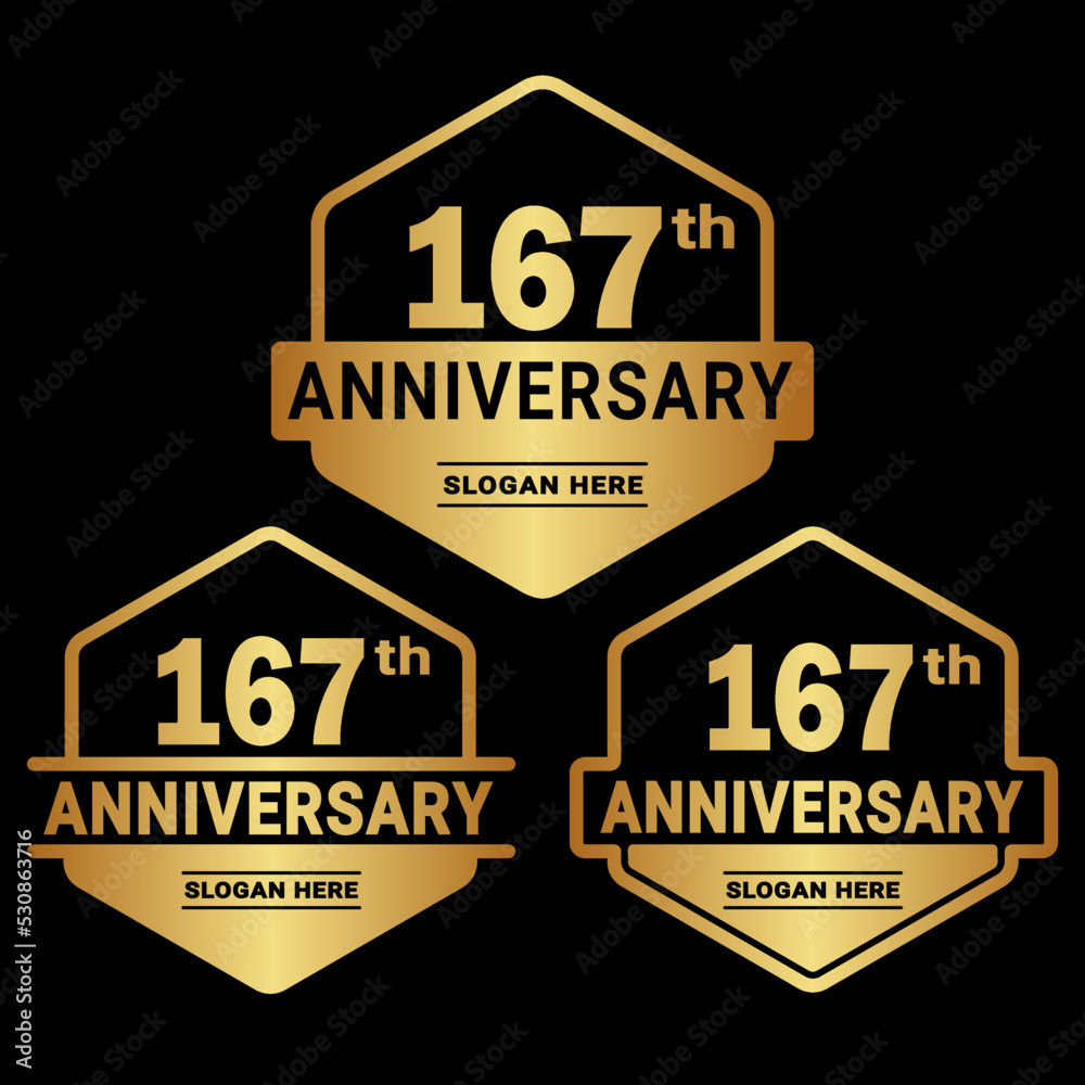 Obraz premium 167 years anniversary celebration logotype. 167th anniversary logo collection. Set of anniversary design template. Vector and illustration.