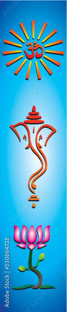 Obraz premium pooja main door with Ganesh and om 