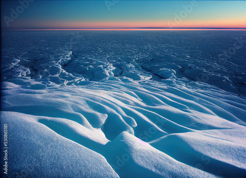 frozen tundra horizon near sunset photo