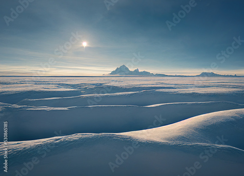 frozen tundra horizon near sunset