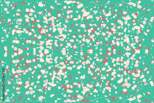 Colorful Abstract background made of paint droplets, blots and splashes. Green, pink and brown colors. Vector illustration