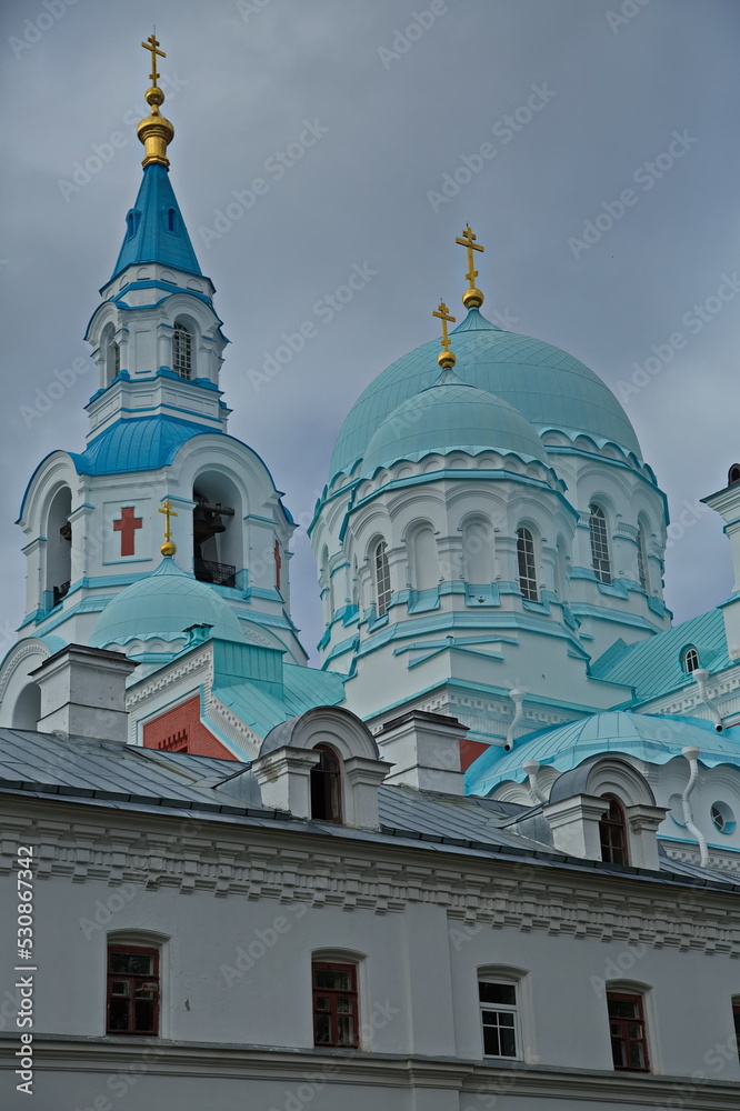 Fototapeta premium Buildings of the Spaso-Preobrazhensky Orthodox Valaam Monastery.