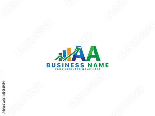 AA a&a Logo Icon, Colorful Aa Financial Logo Letter Vector Image Design For Agency or Bank