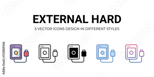 external hard Icons Set vector Illustration.