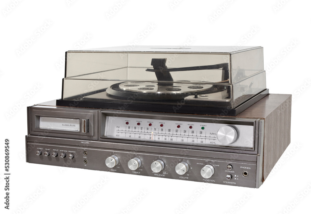 Obraz premium Vintage 1960s 8 track record player stereo isolated.