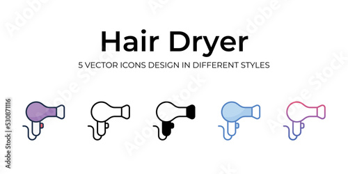 hair dryer icons set vector illustration. vector stock