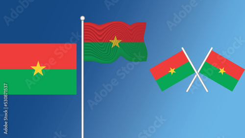 Waving flag of burkina faso on the transparency blue background vector and illustration