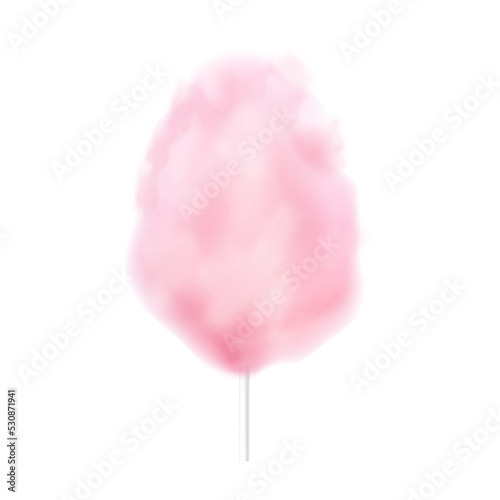 Realistic pink cotton candy on a stick - sweet pastel color candy floss