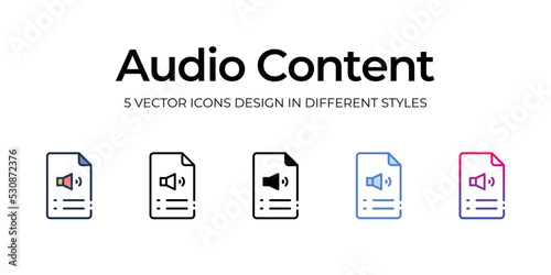 audio content icons set vector illustration. vector stock