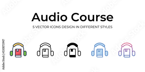 audio course icons set vector illustration. vector stock,