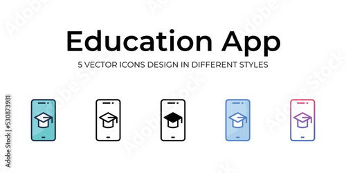 education app icons set vector illustration. vector stock,