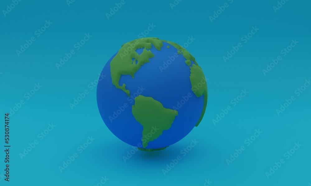 3d illustration, planet earth, blue background, 3d rendering