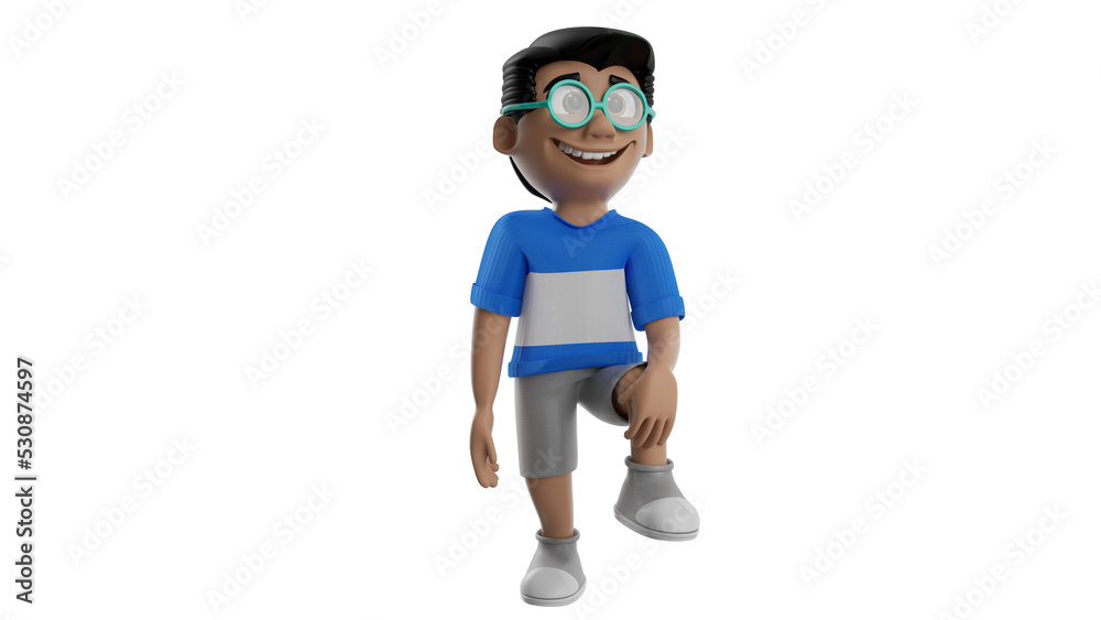 Isolated 3d illustration of happy child playing for children's day composition