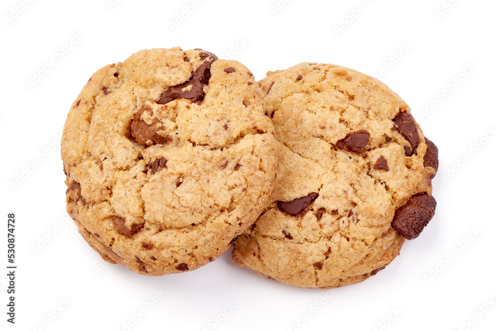Chocolate chip cookies, isolated on white background. Chocolate chip cookies, isolated on white background.