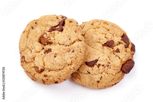Chocolate chip cookies  isolated on white background.