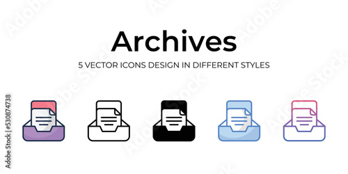 archives icons set vector illustration. vector stock,
