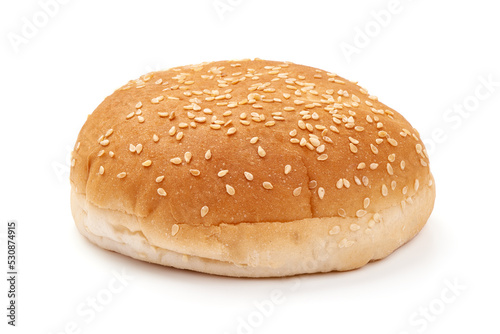 Tasty fresh burger buns with sesame seeds, Hamburger bun, isolated on white background.