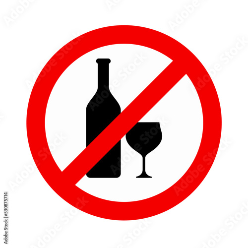 No Alcohol Sign Symbol Icon Vector Illustration Isolated on White