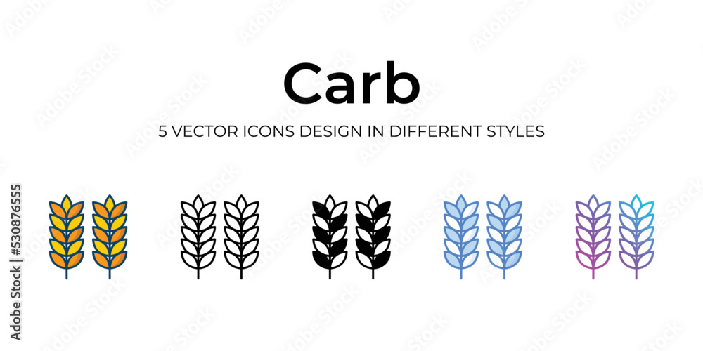 carb icons set vector illustration. vector stock,