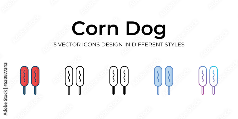 corn dog icons set vector illustration. vector stock,