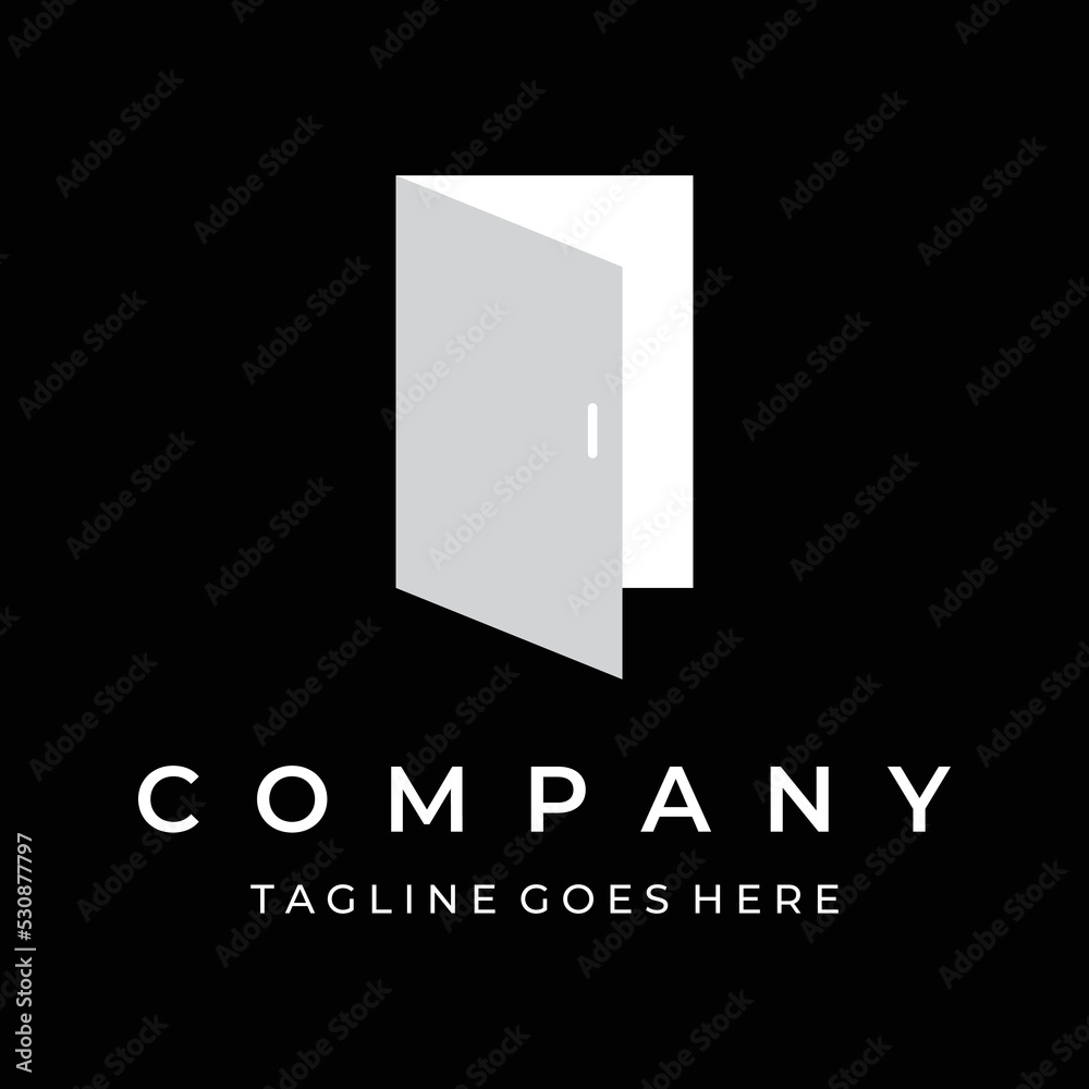 Simple open door abstract logo vector design, interior with geometric shapes or monogram.For building construction, business.property and company.