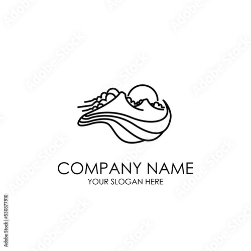 nature beach sunrise view line art logo